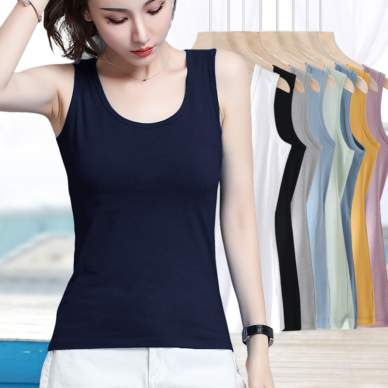 Hide Cyan Summer Harness Vest Female Outwear Inner Hitch Undershirt Pure Cotton Large Size Size Fat Mm Sashimi Short 100 hitch