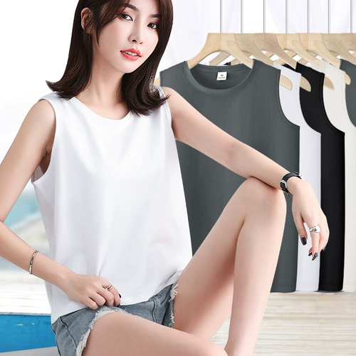 Белый тонкий топ с чашечками, базовая футболка без рукавов, свободный крой, оверсайз