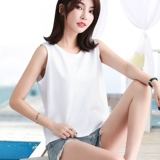 Белый тонкий топ с чашечками, базовая футболка без рукавов, свободный крой, оверсайз