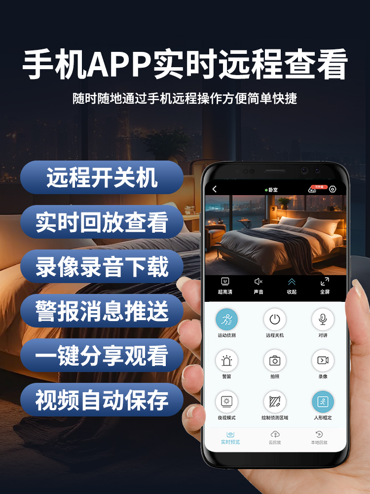 Camera Does Not Require Power, Can Be Used Remotely from a Mobile Phone, No Wifi Needed, Indoor High-Definition Night Vision, Smart Cat-Eye Wireless Monitoring