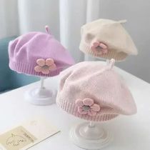 Flower Baby Beret Hat Winter Warm Knitted Beanie Cap for Inf
