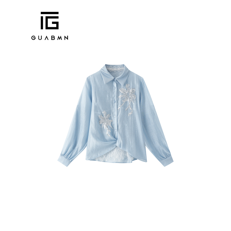 Guabmn2026 Spring New Lace Embroidered Shirt Two-Piece Set Women's Long-Sleeved Top 6602 Guabmn2026 Spring New Lace Embroidered Shirt Two-Piece Set Women's Long-Sleeved Top 6602