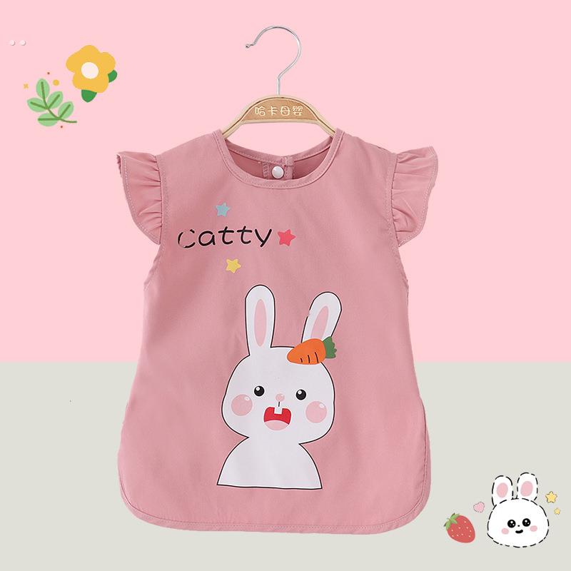 Sleeveless bib baby eating smock children's apron waterproof anti-dirty summer baby thin reverse wearing smock