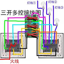 Golden three-open multi-control three-control Feidiao midway switch household triple 3-position 86 type light switch power supply dual control