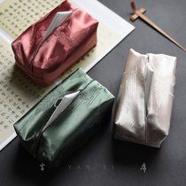 High-end light luxury fabric tissue box crane spinning paper box tea room desktop household tissue paper cover classic Chinese style