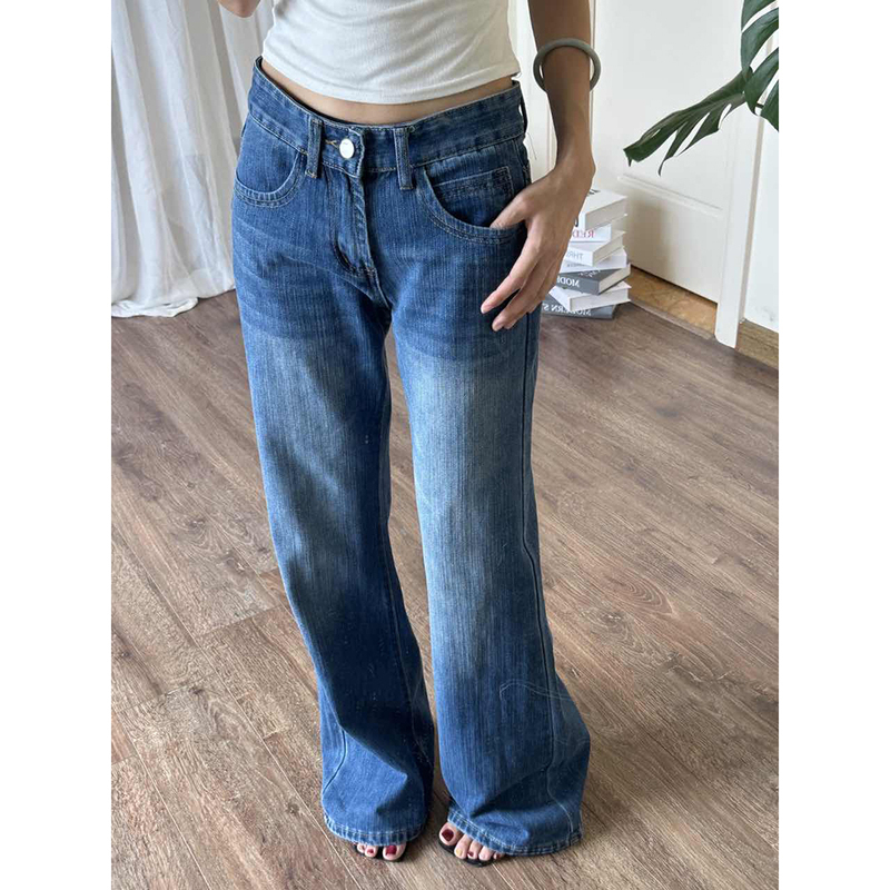 American-Style Bamboo Pattern Flared Jeans for Women, Autumn 2026 New Straight-Leg Wide-Leg Low-Waist Slimming Bootcut Pants American-Style Bamboo Pattern Flared Jeans for Women, Autumn 2026 New Straight-Leg Wide-Leg Low-Waist Slimming Bootcut Pants