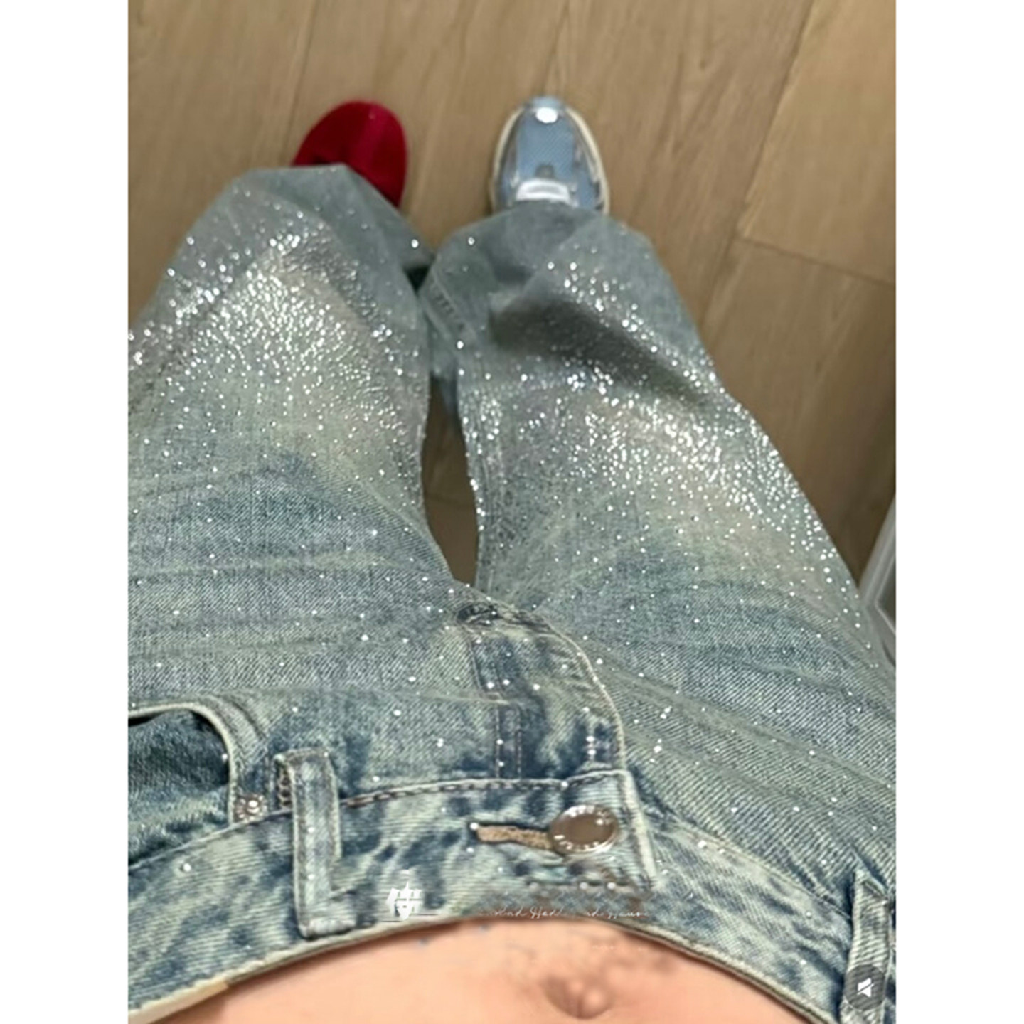 Джинсы Gypsophila hot diamond heavy industry jeans, женские осенне-зимние дизайнерские свободные прямые широкие брюки для похудения с бриллиантами