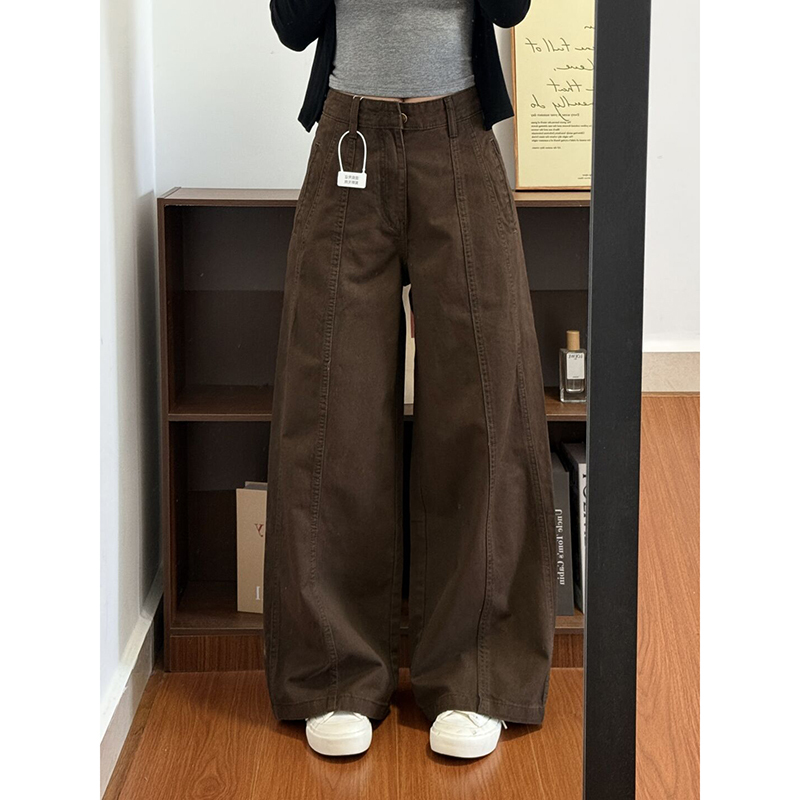 Meilade Retro Brown Scimitar Jeans for Women, Spring and Autumn 2026 New High-Waisted Loose Straight Wide-Leg Pants Meilade Retro Brown Scimitar Jeans for Women, Spring and Autumn 2026 New High-Waisted Loose Straight Wide-Leg Pants