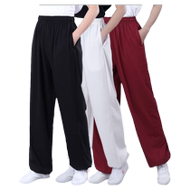High-end Tai Chi pants with side pockets for men and women spring and autumn breathable sweat-absorbent Tai Chi pants summer bloomers for morning exercises