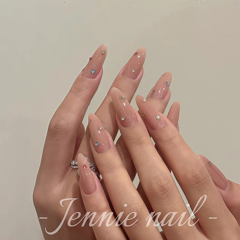 【Colored Diamond Candy】Clear Ice Nude Color Dopamine Colored Crushed Diamonds Simple and Elegant Complexion-Enhancing Handmade Press-On Nails 【Colored Diamond Candy】Clear Ice Nude Color Dopamine Colored Crushed Diamonds Simple and Elegant Complexion-Enhancing Handmade Press-On Nails
