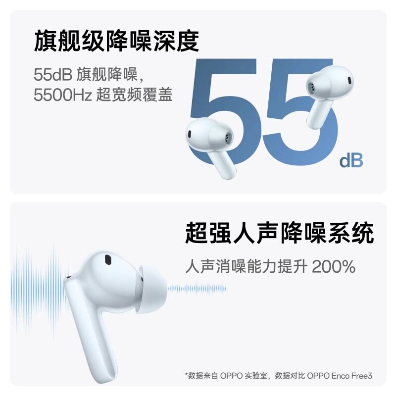 【新品上市】OPPO Enco Free4蓝牙耳机入耳式主动降噪旗舰音质