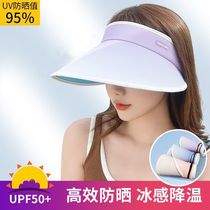 Foldable sun protection sun hat empty top gradient hat summer large brim anti-UV sunshade small sun hat with face