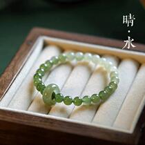 Natural fidelity Hetian jade clear water color lake green bracelet for women autumn high ice versatile bracelet gift for besties