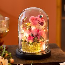 Valentines Day Soap Rose Glass Cover Ornament Christmas Confession Gift Girls High-end Birthday Creative Gift