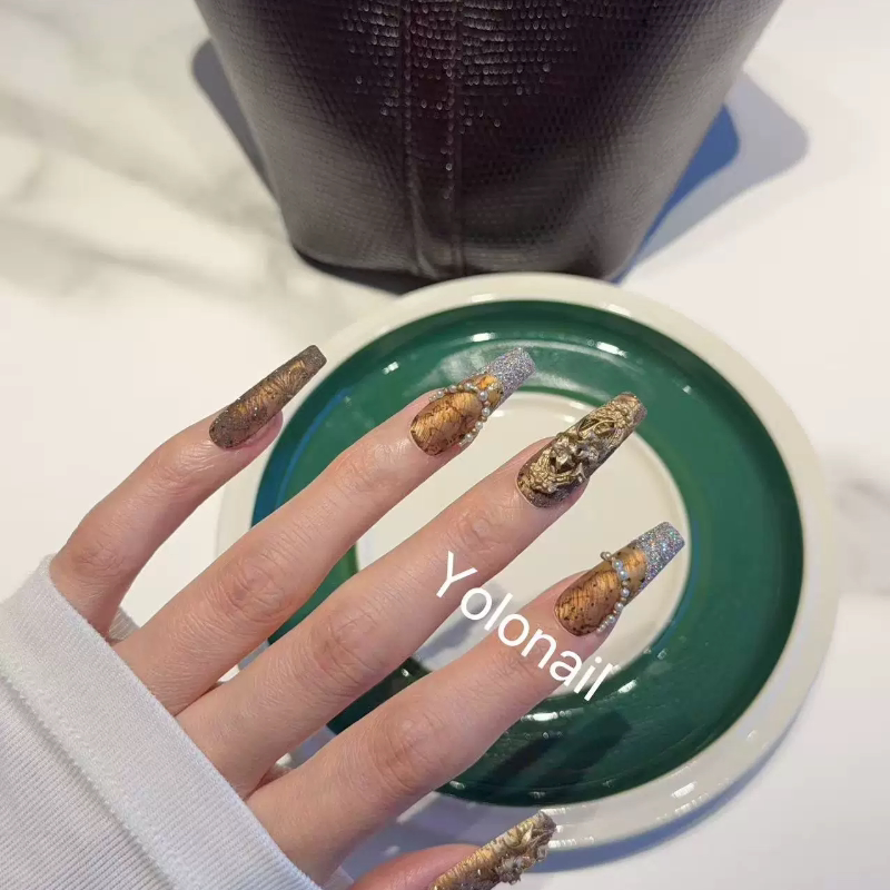 T1335 (Original, Slightly Flaky) Yolo Niche Design Handmade Wearable Nails