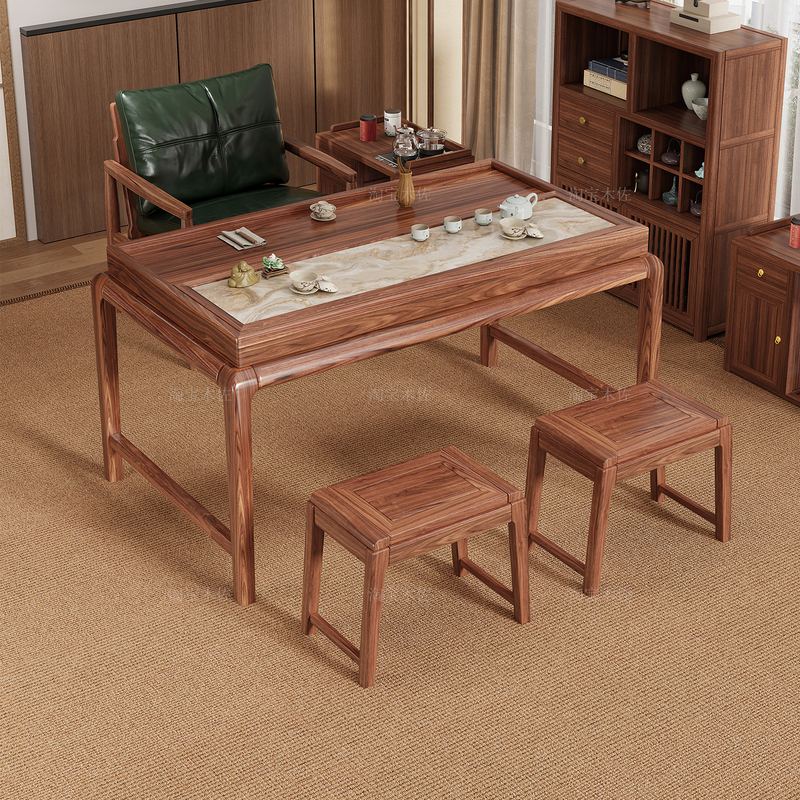 New Chinese-Style Balcony Tea Table and Chair Set for Living Room, New Exquisite Small-Sized Leisure Tea Table with a Zen Touch