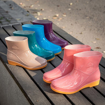 Fashionable rain boots waterproof shoes rain boots warm womens low-top non-slip womens rubber shoes lightweight short-top womens water boots overshoes