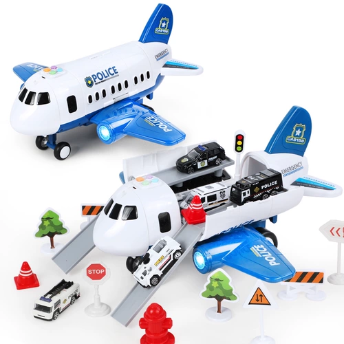 Детский самолет, детская игрушка для мальчиков, интеллектуальный комплект, полицейская машина, инерционная игрушечная машина, 3 лет, мозговой штурм