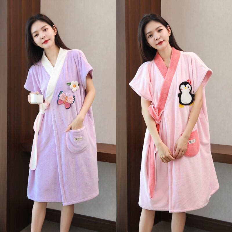 2026 New Summer Bath Towel for Women, Wearable and Wrapable Bathrobe Cape for Adults, Non-Pure Cotton Absorbent Wrap Towel Bath Skirt