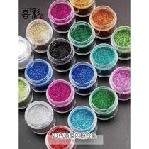 diy handmade hemp material crystal glue fine powder glitter mixed with laser glitter hexagonal glitter sequins 20ml