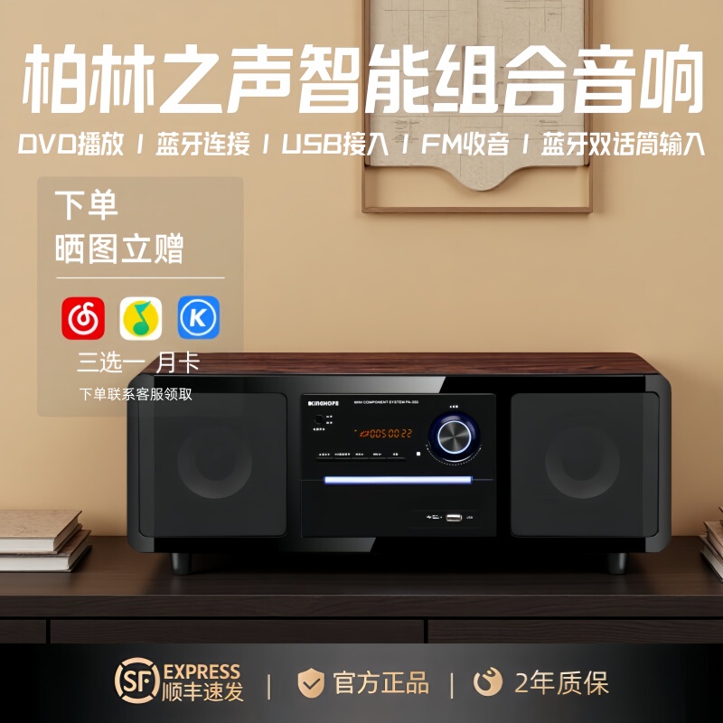 German Berlin Sound Pa-350 Desktop All-In-One Dvd/Cd Player Combo Bedroom Radio Bluetooth Speaker