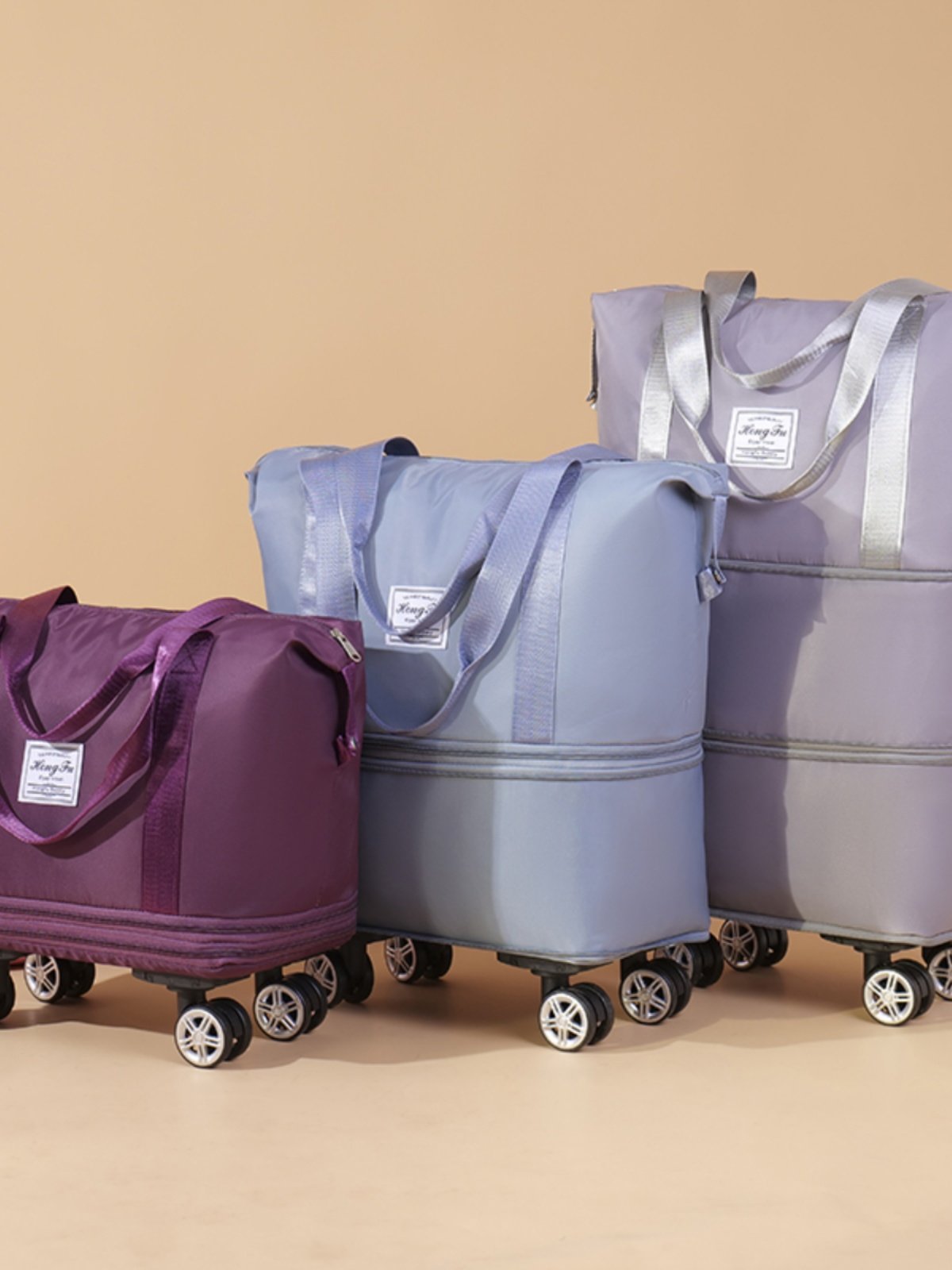 Double-Layer Travel Bag with Wheels, Large-Capacity Luggage Bag, Women's New Foldable Lightweight Storage Bag, Trolley Suitcase