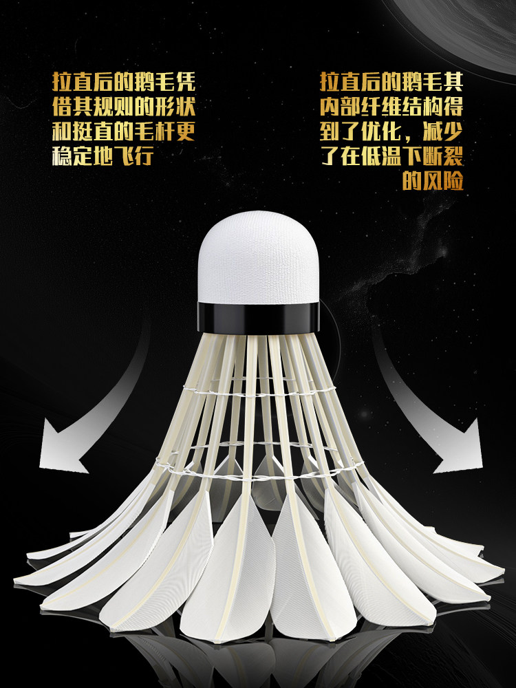 Peak Badminton Shuttlecocks, 6 or 12 Pack, Durable, Genuine, Not Easily Damaged, Goose Feather, for Indoor and Outdoor Competition and Training