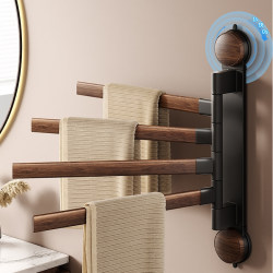 Walnut Suction Cup Bathroom Towel Rack Antique Style Bathroom Rotating Towel Bar Bath Towel Storage Rack Storage Rack