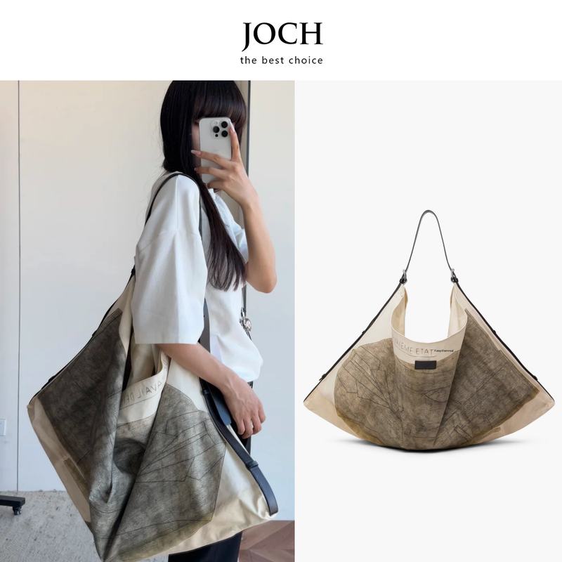 Joch New~Le Artist Collaboration Printed Shopping Bag Lazy Style Canvas Casual Hobo Hand-Painted Wanderer Bag