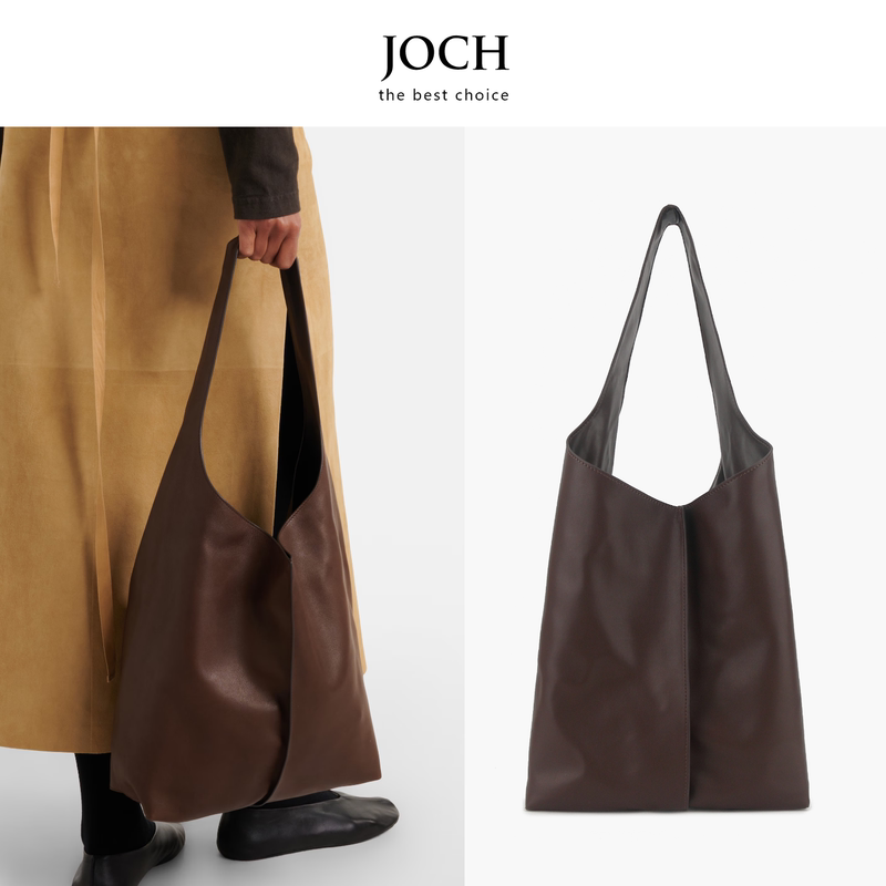 Joch New! High-End Minimalist Row Style First-Layer Cowhide Bindle Stitch Single-Shoulder Tote Bag, Simple Women's Bag