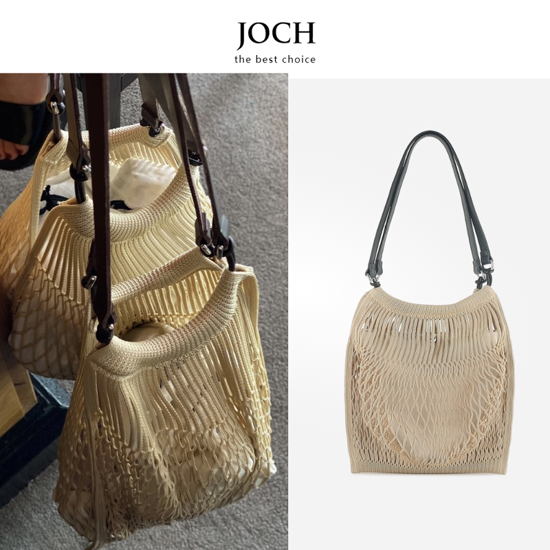 Joch Spring/Summer Le Mesh Bag Genuine Leather Mair Fishnet Bag Casual Woven Shoulder Underarm Bag Korean and Japanese Vacation Bag