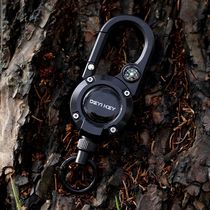 Wire rope anti-lost keychain tactical easy-pull buckle outdoor camping retractable buckle multi-functional camping automatic rebound