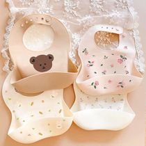 ins style baby silicone bib for eating three-dimensional waterproof super soft food large rice pocket small fresh baby saliva pocket