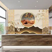 Head therapy and health center Caier store wallpaper beauty salon massage club decorative wall covering foot therapy bar new Chinese wallpaper
