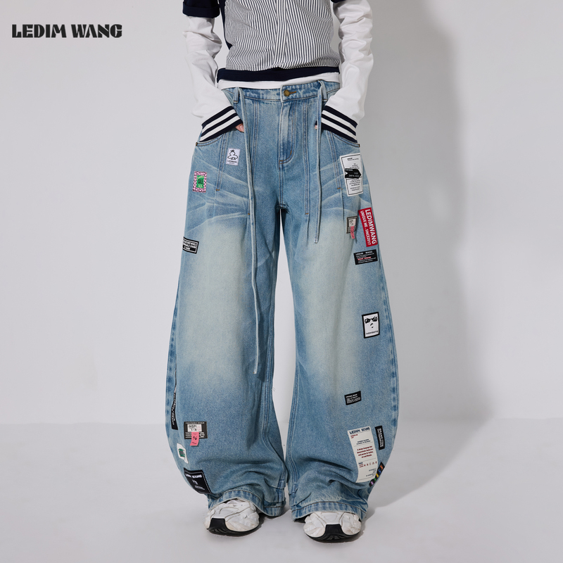 Ledim Wang American Original Design Label Jeans for Women, Light-Colored Wide-Leg Scimitar Pants, 26 Autumn New Long Pants Ledim Wang American Original Design Label Jeans for Women, Light-Colored Wide-Leg Scimitar Pants, 26 Autumn New Long Pants