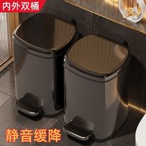 (Brand Subsidy) Stainless Steel Trash Can Home Kitchen Living Room Bathroom Toilet Foot Tread With Cover Large Capacity