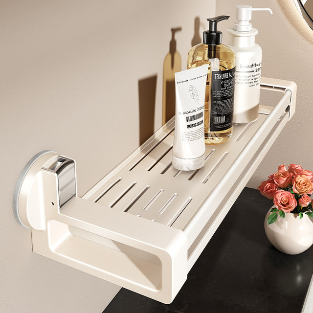 German Imported Suction Cup Bathroom Shelf, Wall-Mounted Organizer, No-Drill Washbasin Storage Rack