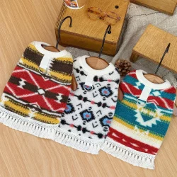New Autumn and Winter Pet Dog and Cat Clothes, Teddy, Bichon, Poodle Ethnic Style Pull-On Round Neck Sweater
