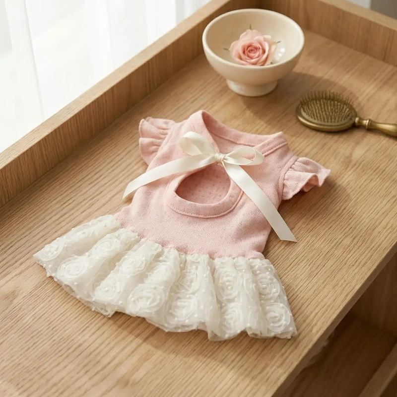 Spring and Summer New Style Dog and Cat High-Quality Rose Gauze Princess Dress for Small and Medium-Sized Dogs, Bichon Frise, Teddy, Cute Lace