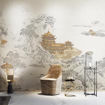 New Chinese landscape wallcloth Zen idealoft Mood Wall Paper Book Room Fresco Room Sofa TV Background Wall Wallpaper