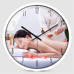 Internet celebrity massage shop health center clock beauty salon wall clock shop household silent clock wall decoration living room can