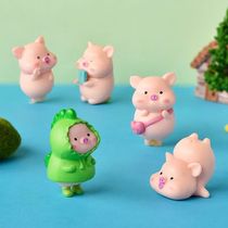 Kawaii Pig Resin Diy Home Decoration Figurines Dollhouse Mos