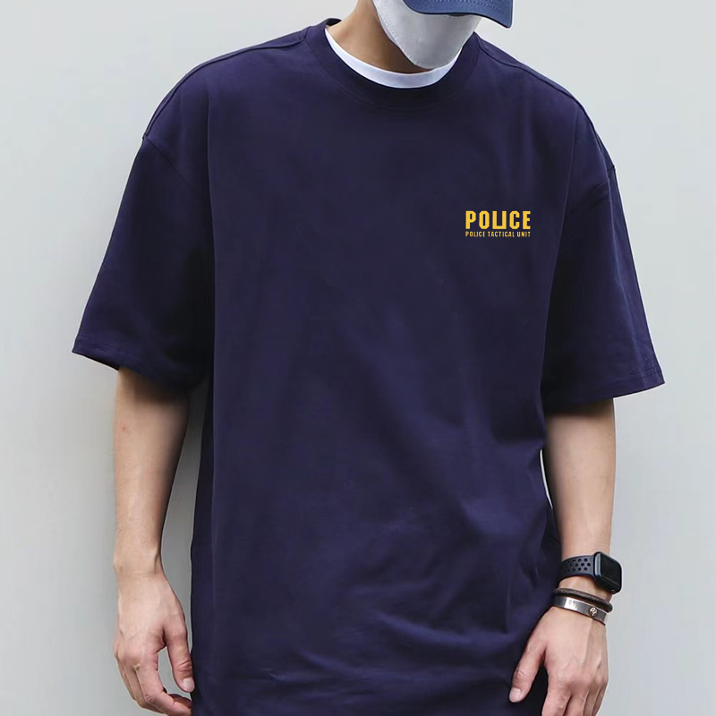 American-Style Police Pure Cotton Short-Sleeve Hong Kong Police Military-Style Tough Guy T-Shirt Top Half-Sleeve Inner Wear American-Style Police Pure Cotton Short-Sleeve Hong Kong Police Military-Style Tough Guy T-Shirt Top Half-Sleeve Inner Wear