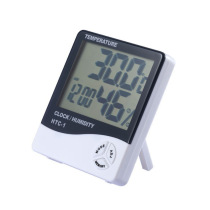 HTC-1 Temperature and Humidity Meter Creative Large Screen Digital Display Indoor Home Desktop Electronic Alarm Clock Thermometer Cross-Border Foreign Trade