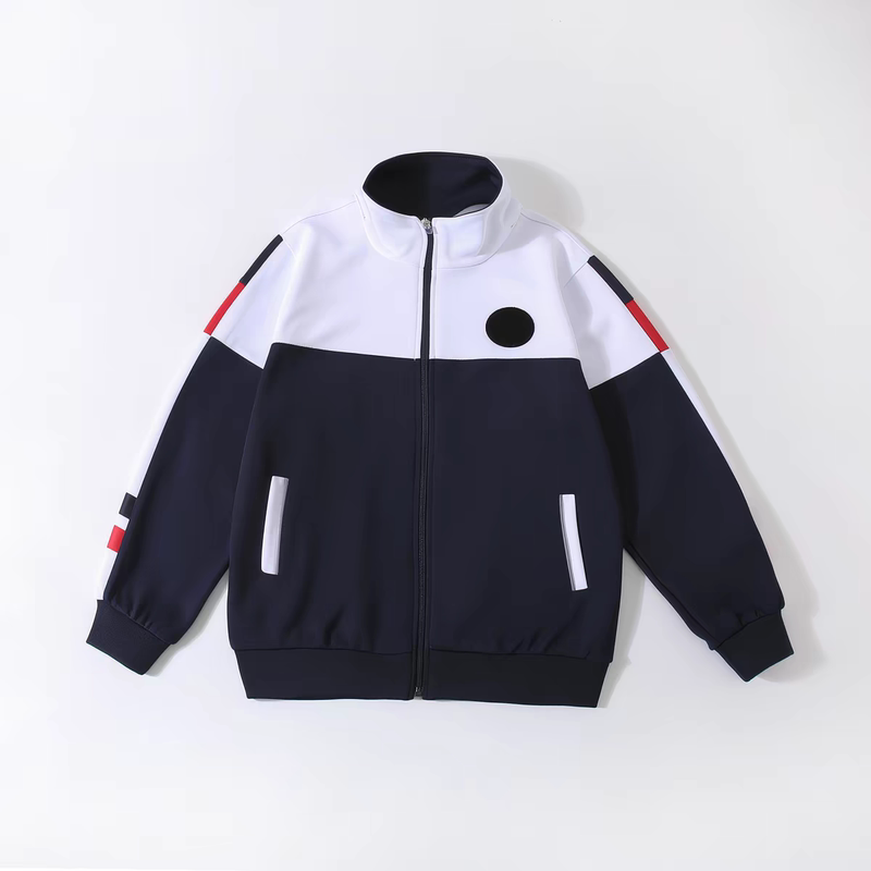 Tangshan Luannan District School Uniform Jacket, Navy Blue with White, Spring and Autumn Style School Uniform Jacket Tangshan Luannan District School Uniform Jacket, Navy Blue with White, Spring and Autumn Style School Uniform Jacket