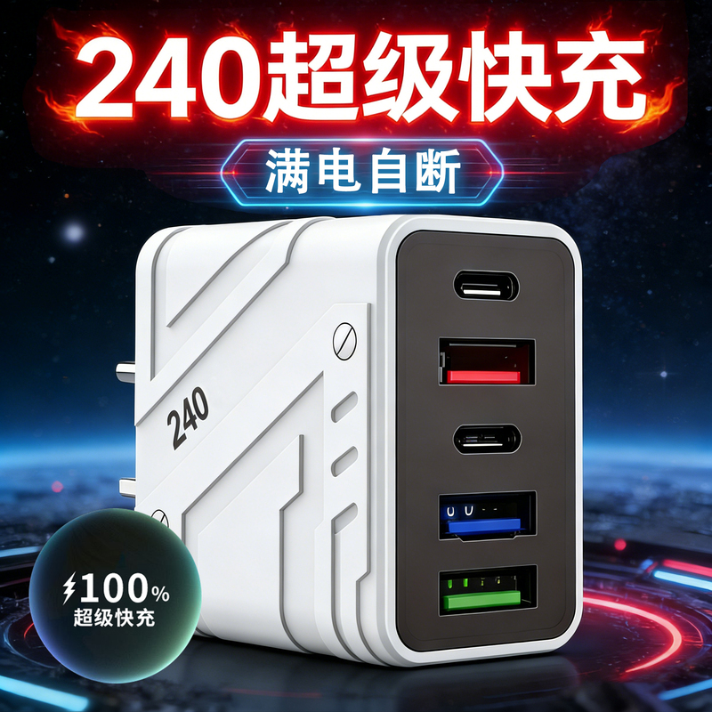 240-Port Super Fast Charging A+C Multi-Port Charger with Ai Intelligent Automatic Power-Off and Temperature Control, Suitable for Huawei, Honor, and Apple
