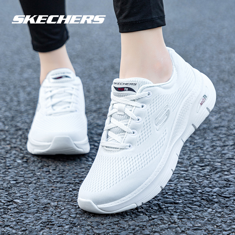 Skechers Women's Running Shoes, White Sneakers, Official Flagship Thick-Soled Mesh Women's White Sports Shoes Skechers Women's Running Shoes, White Sneakers, Official Flagship Thick-Soled Mesh Women's White Sports Shoes