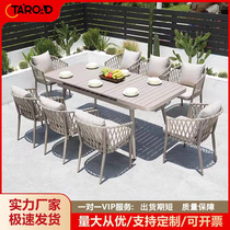 Outdoor tables and chairs leisure courtyard balcony rattan combination outdoor terrace garden sun-proof and waterproof rattan chair Nordic furniture