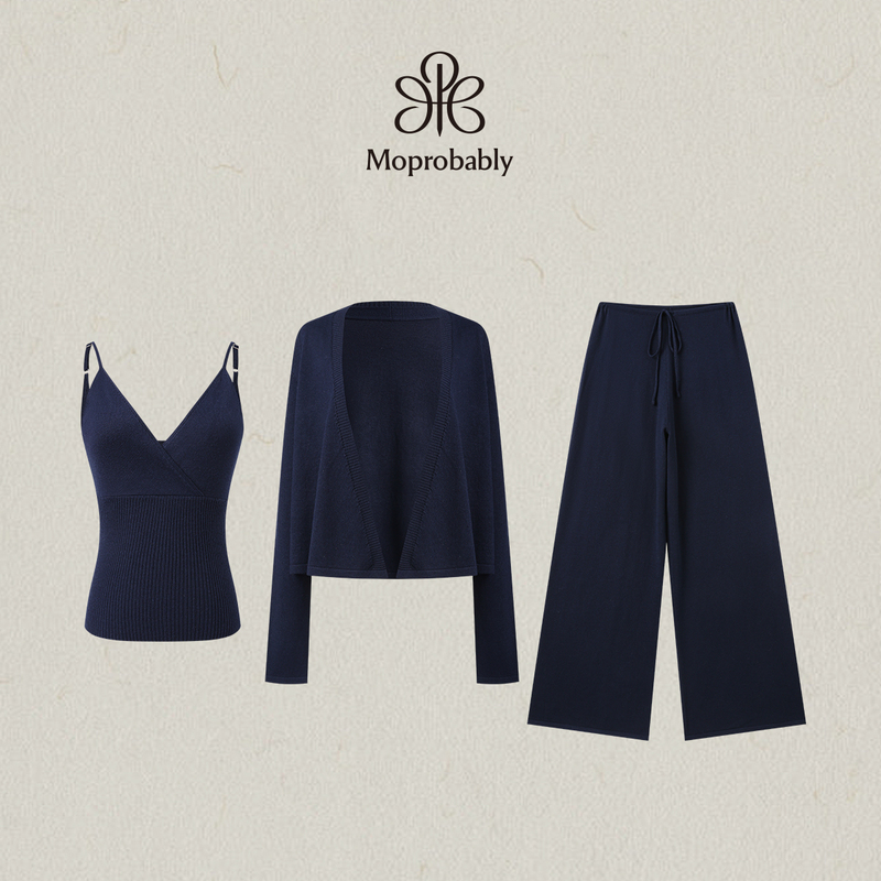 Moprobably Li Ynuo's "Warm as You Are" Drapey Retro Vest Cardigan Casual Pants Fashion Set Moprobably Li Ynuo's "Warm as You Are" Drapey Retro Vest Cardigan Casual Pants Fashion Set