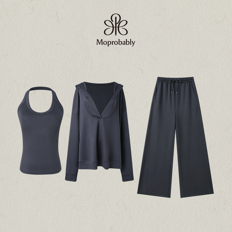Moprobably Li Ynuo's "Quiet Whispering Language" Lyocell Blend Custom-Dyed Fashion Set Sweatshirt and Casual Pants